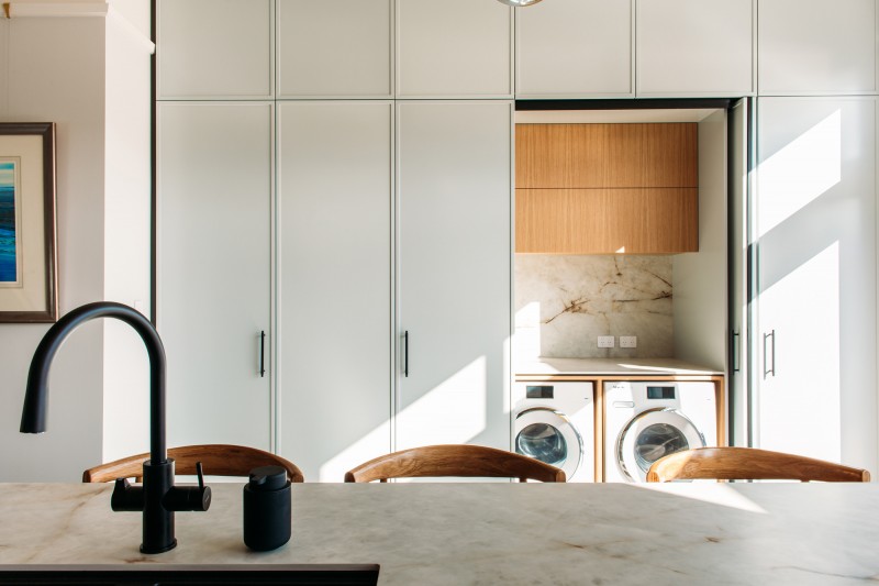 Partially opened Concepta pocket doors in laundry